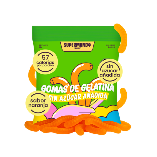 Gomas de gelatina sin azucar gusanitos x 30 gr