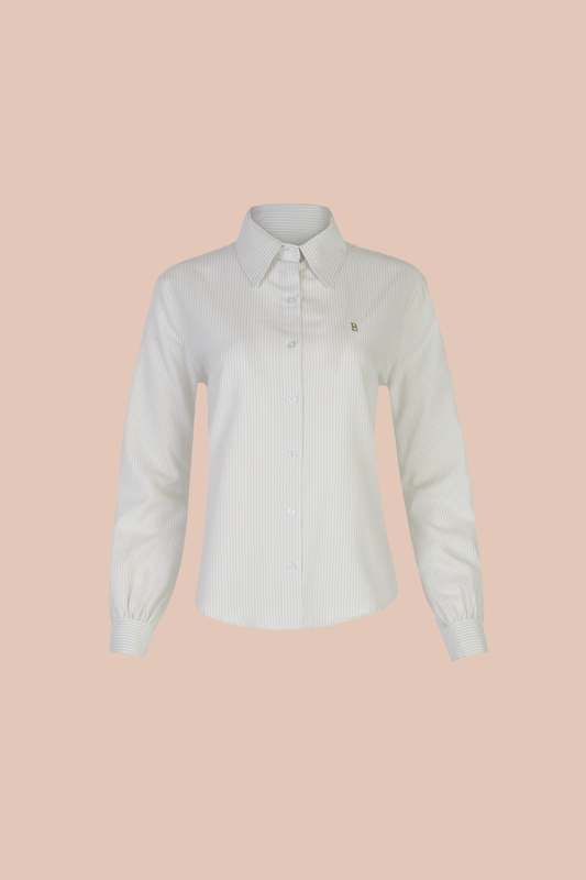 Camisa Oxford - Rayas Verde Menta y Blanco