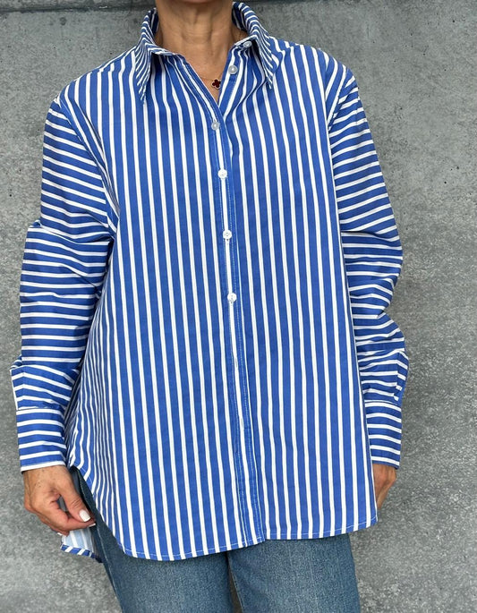 Camisa Algodon Rayas Azul