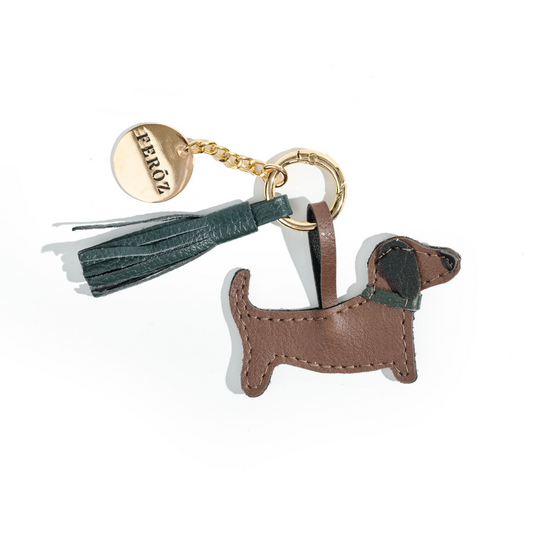 Charm salchicha con cuero verde pino