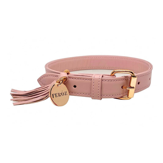 Collar Para Perro Cuero Rosa Palido