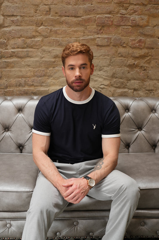 Camiseta Bauhaus Rib Contraste Azul