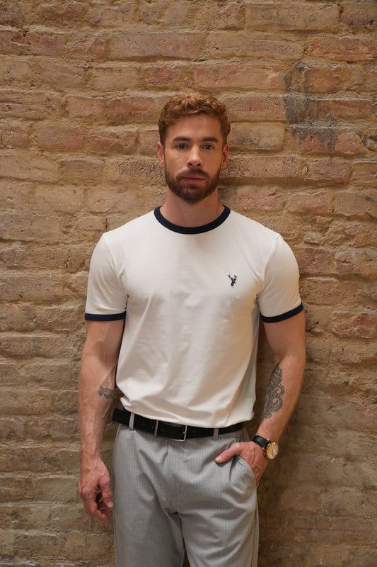 Camiseta Bauhaus Rib Contraste Blanca