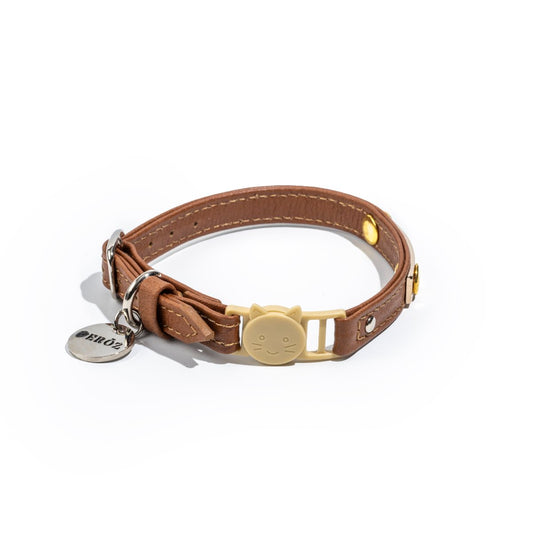 Collar Gato Cuero Camel