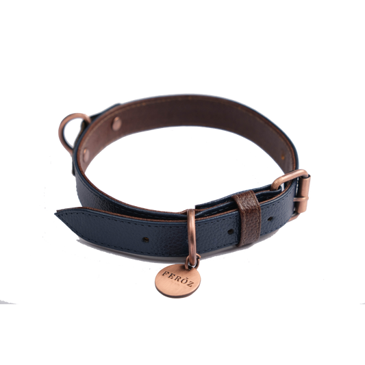 Collar de cuero Navy y Café
