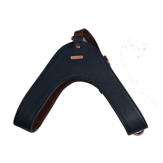 Arnes Para Perro Cuero Navy y Cafe