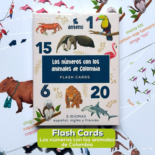 Los números de los animales de Colombia - Flash Cards