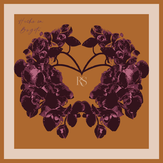 Pañoletas morada sobre fondo amarillo