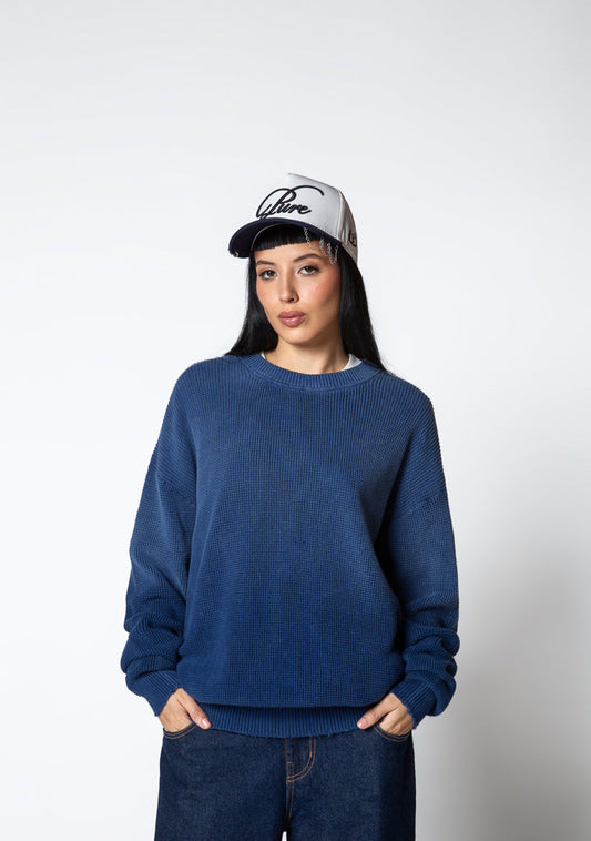 Dopamine blue knit crewneck