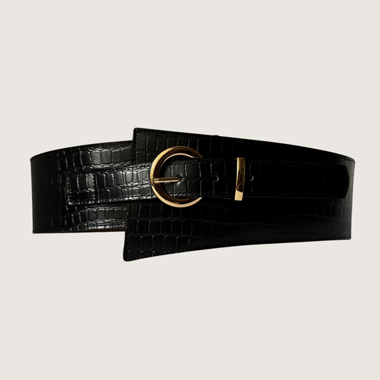 Cinturón tipo Fajón Classic - Croco Negro