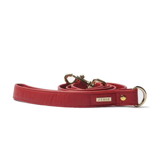 Correa Para Perro Cuero Rojo